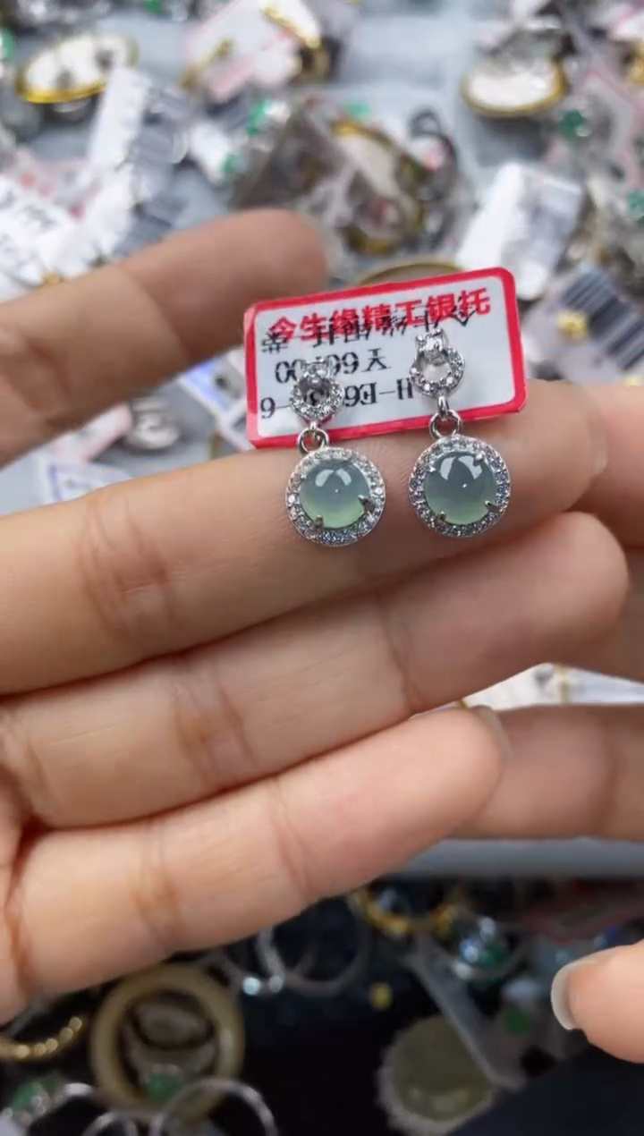 银S925镶嵌戒指翡翠666---5