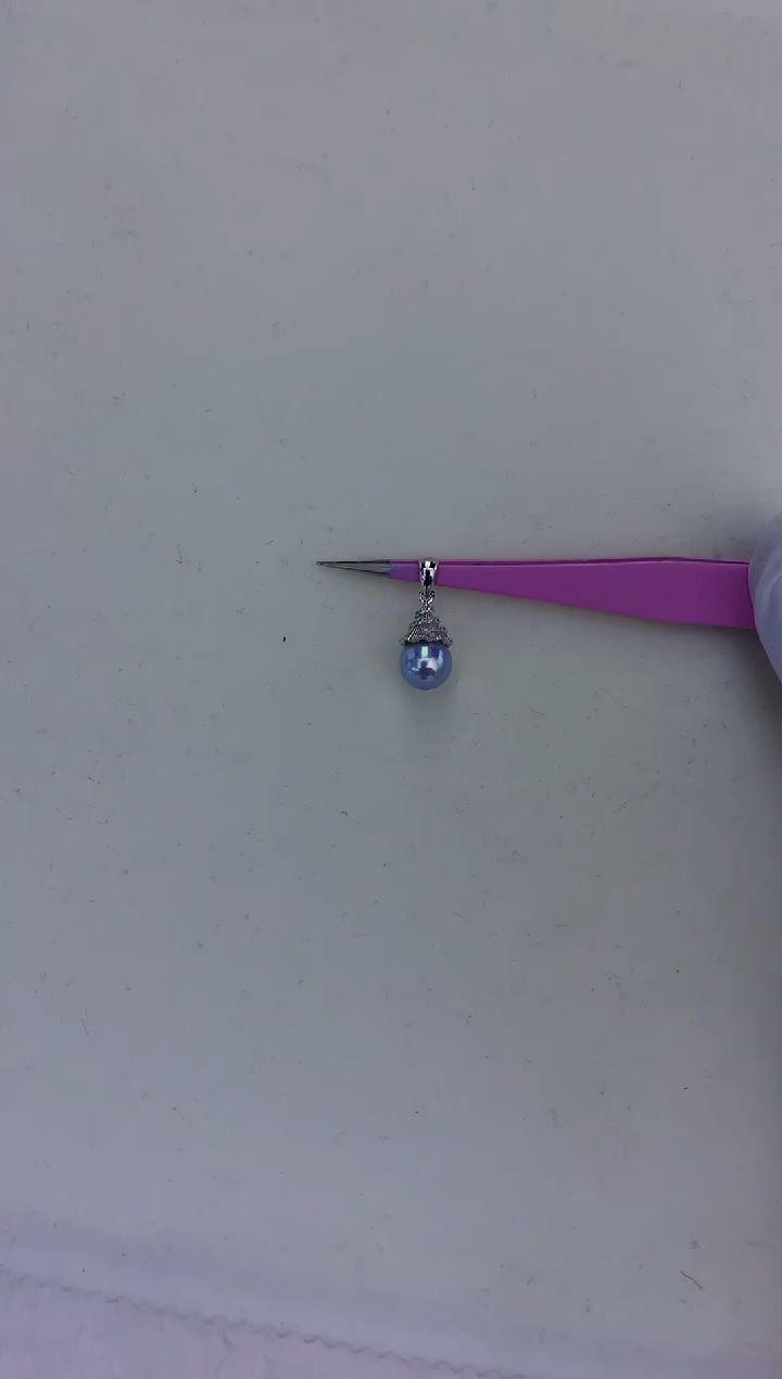 银S925镶嵌饰品海水珍珠真多麻色设计款吊坠