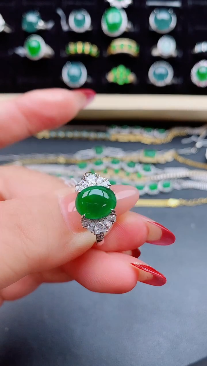 【闪购商品】翡翠戒指银S925镶嵌5085005