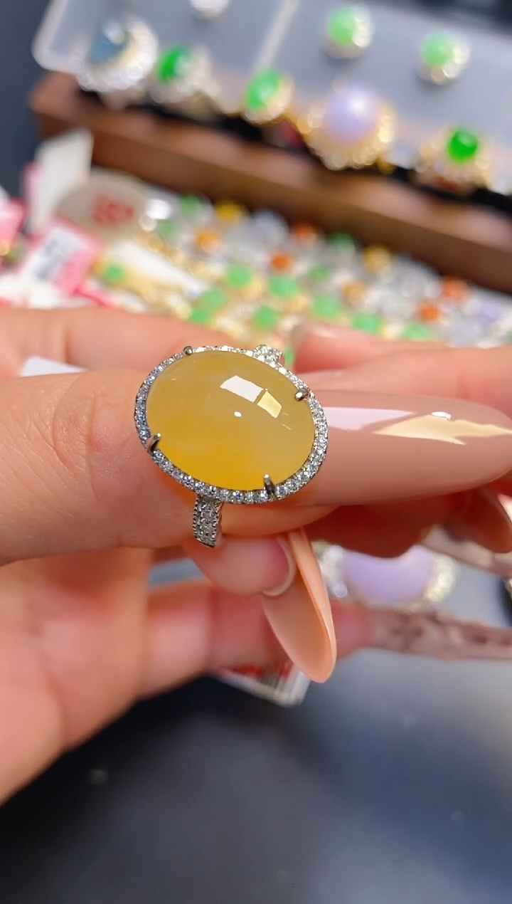 银S925镶嵌戒指翡翠天然