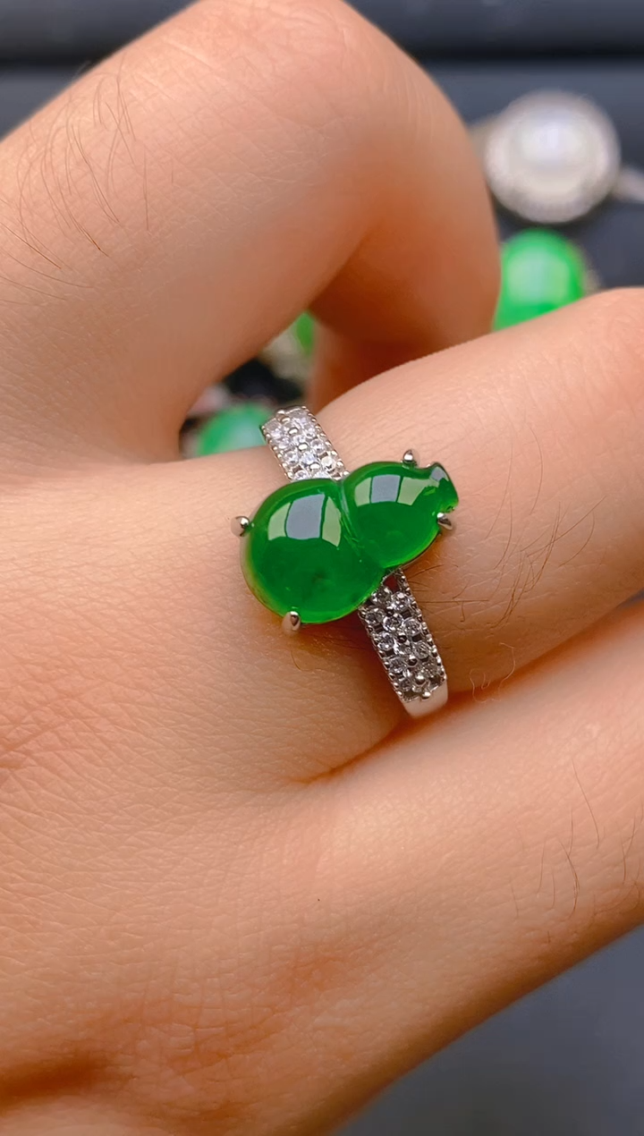 【闪购商品】翡翠戒指银S925镶嵌天然A货翡翠1