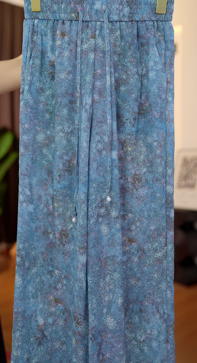 K104新款缎面宽松休闲百搭阔腿裤-蕾蕾