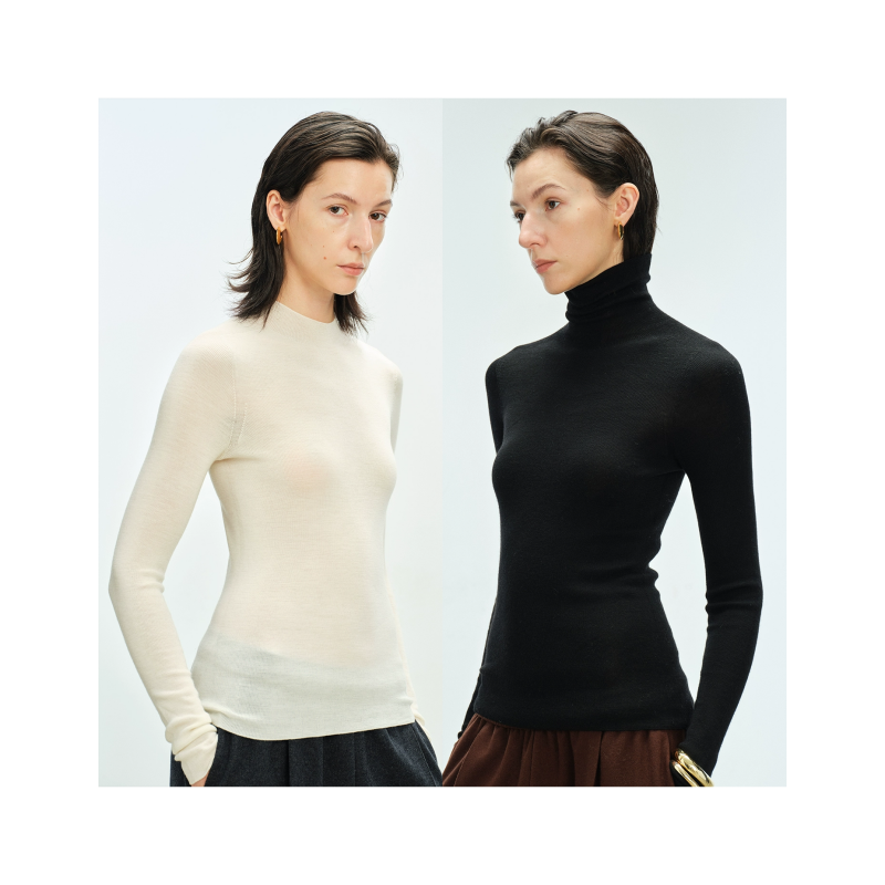 Ayuko｜升级版德国扬子15羊绒85羊毛无缝可水洗打底针织衫1243