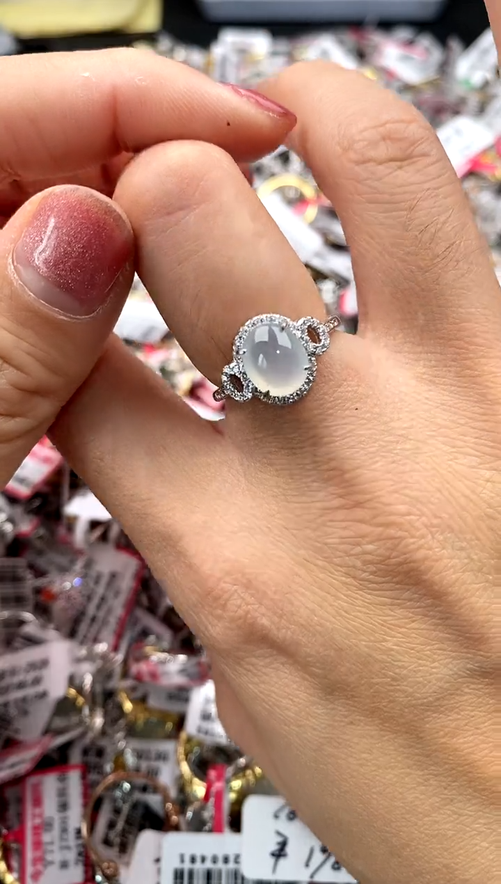 【闪购商品】翡翠戒指银S925镶嵌66666666     1