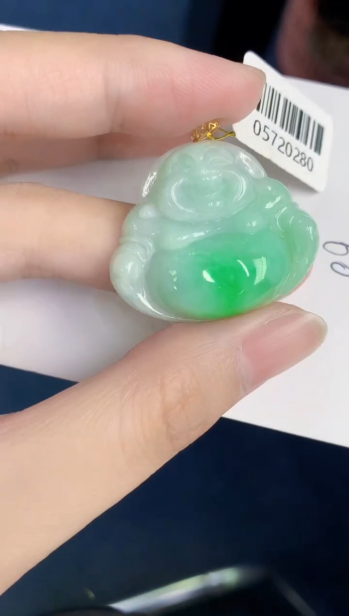 颈饰18K金镶嵌翡翠天然翡翠缅甸A货