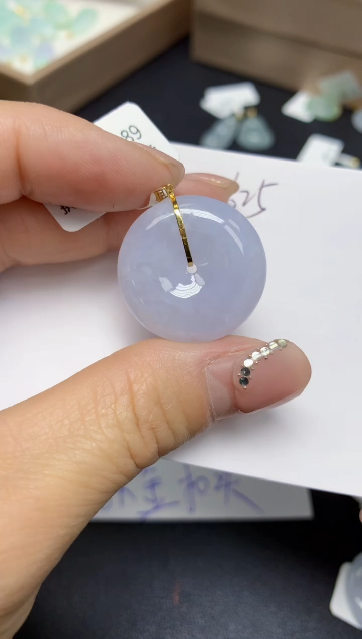 【闪购商品】翡翠挂件18K金镶嵌 天然翡翠A货