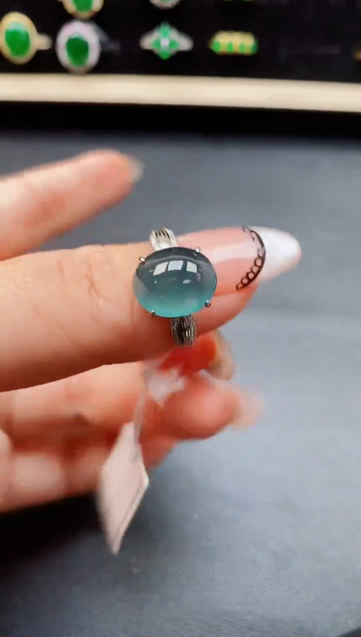 翡翠戒指银S925镶嵌5085