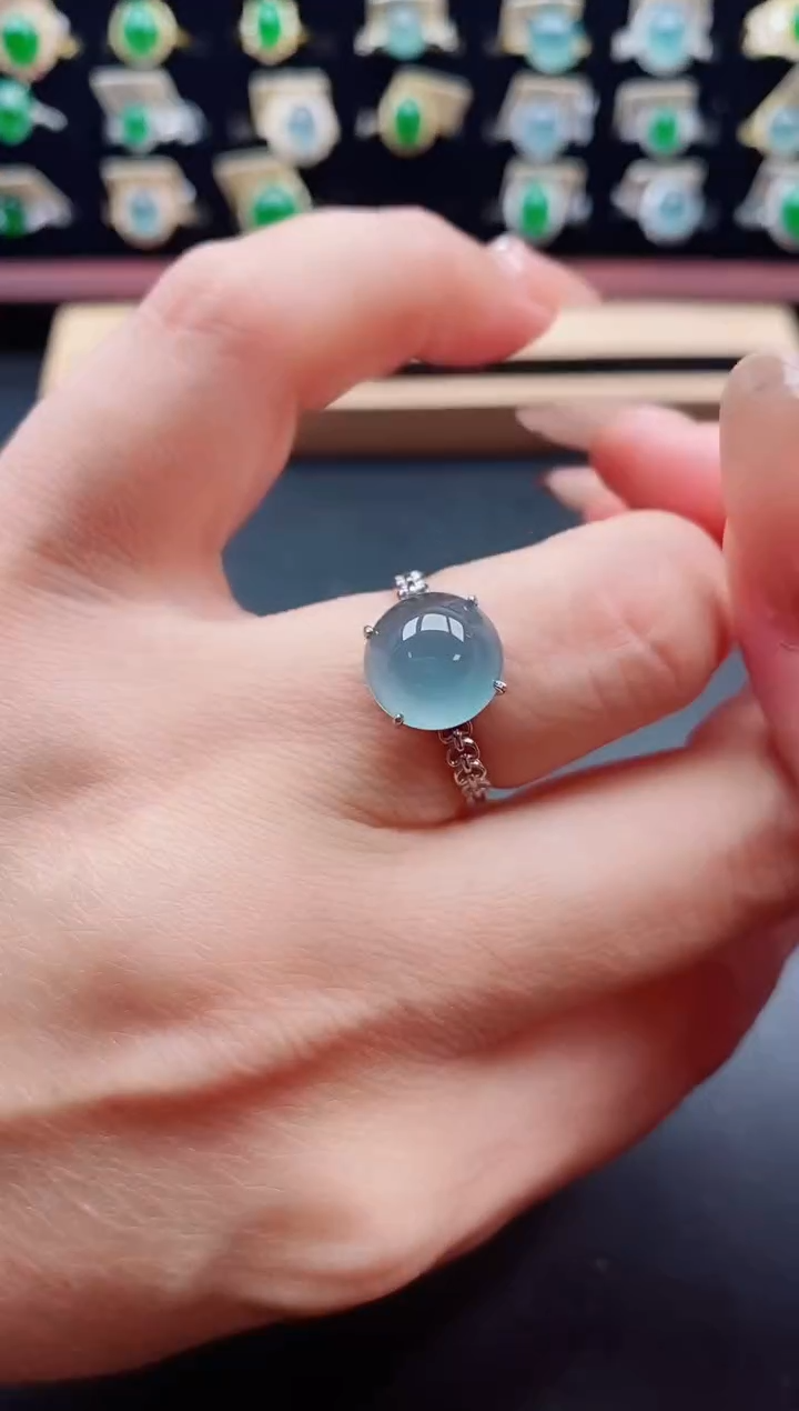 银S925镶嵌戒指翡翠1