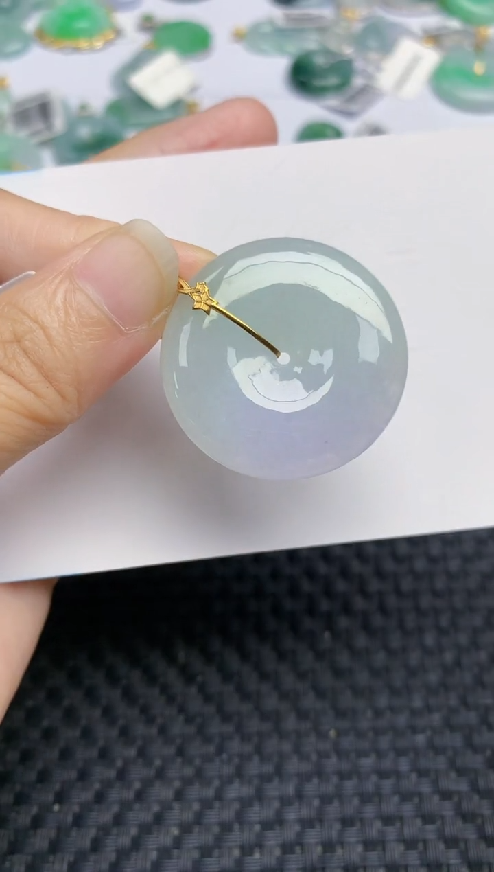 翡翠18K金镶嵌颈饰天然缅甸A货翡翠百元以上9元证书费自理