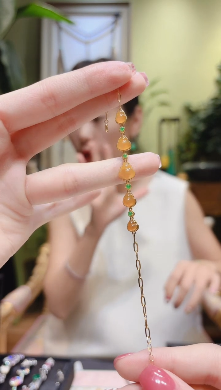 18K金镶嵌手链翡翠葫芦翡翠手链Z