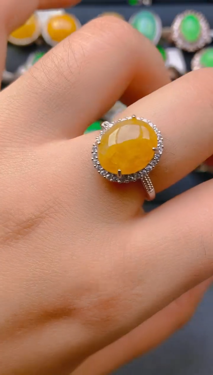 【闪购商品】翡翠戒指银S925镶嵌天然A货翡翠1