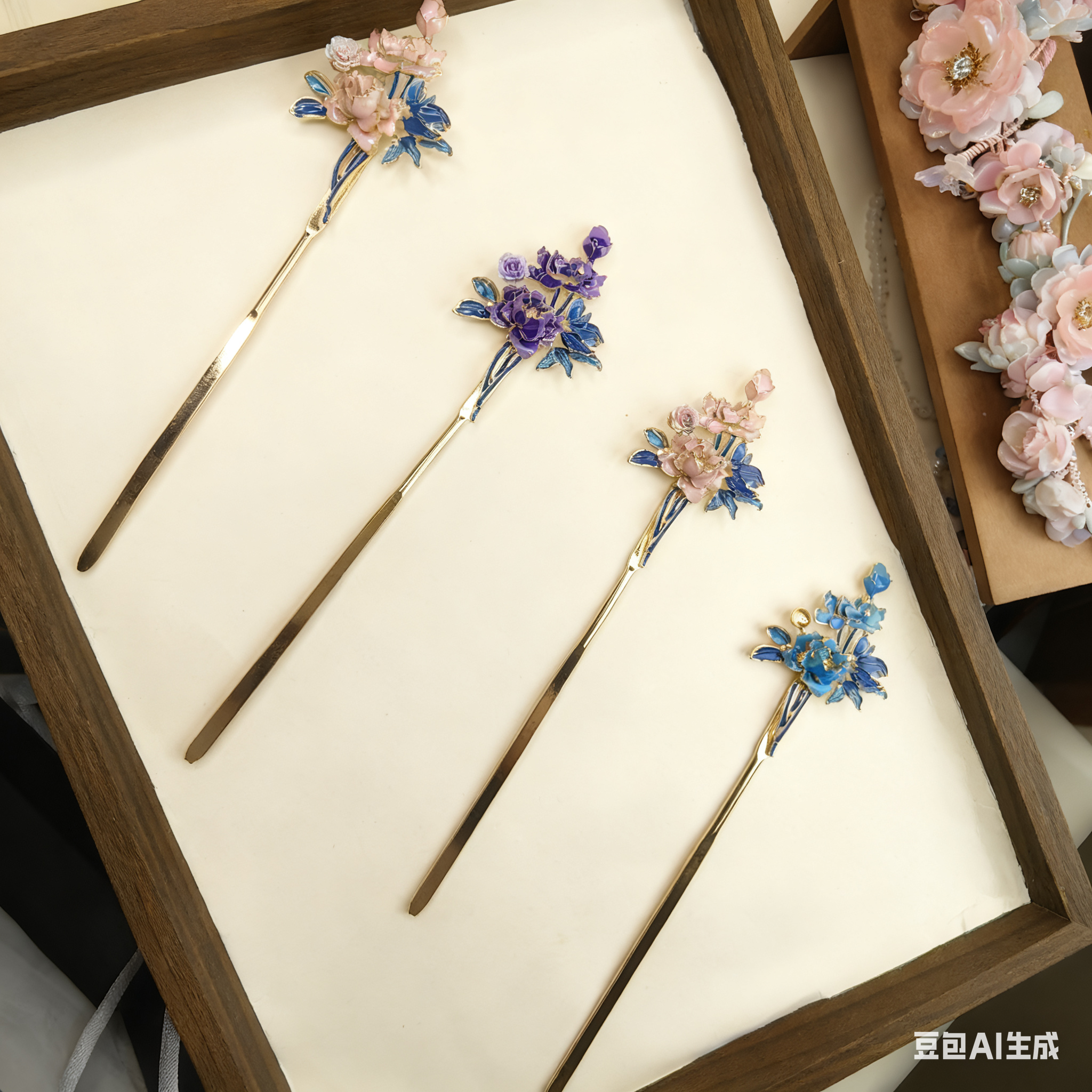 古风烧蓝发簪(颜色随机)