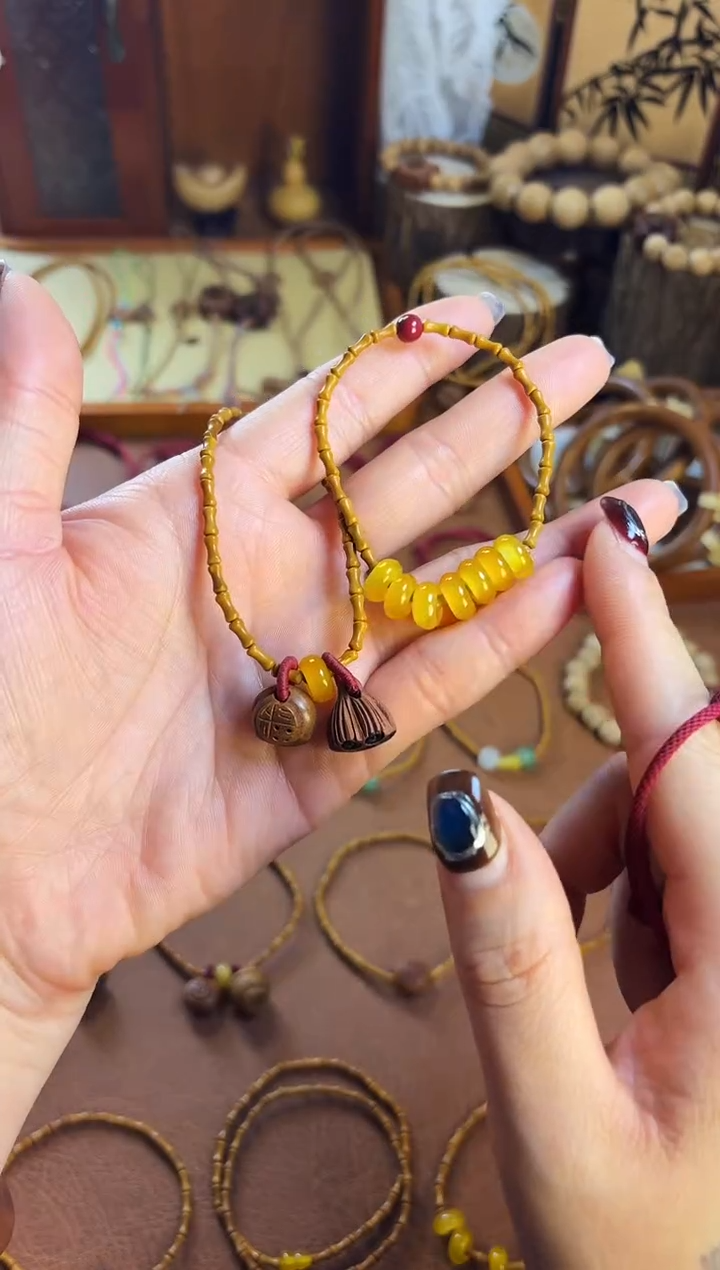 手串桃核桃源行 竹节七宝砂砂