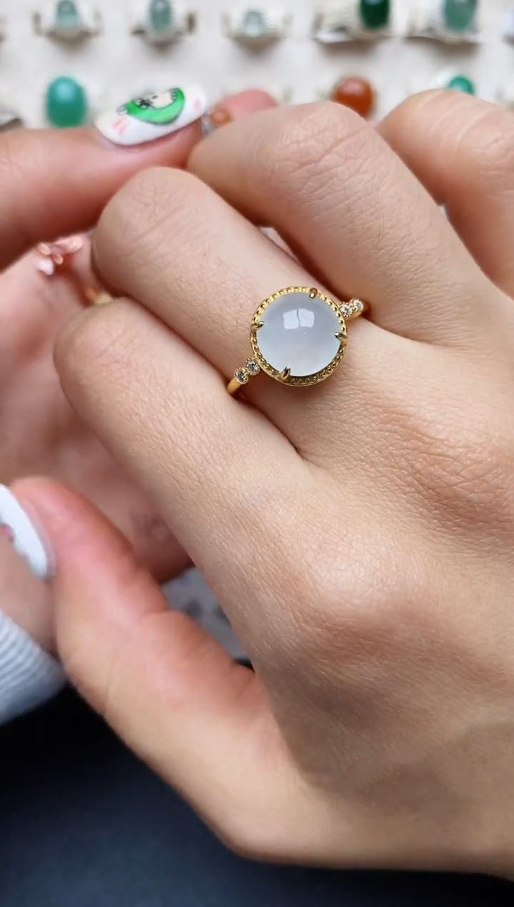 【闪购商品】翡翠戒指银S925镶嵌缅甸翡翠