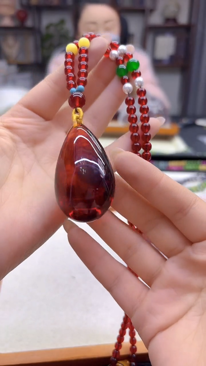 血珀毛衣链未镶嵌DIY款M868