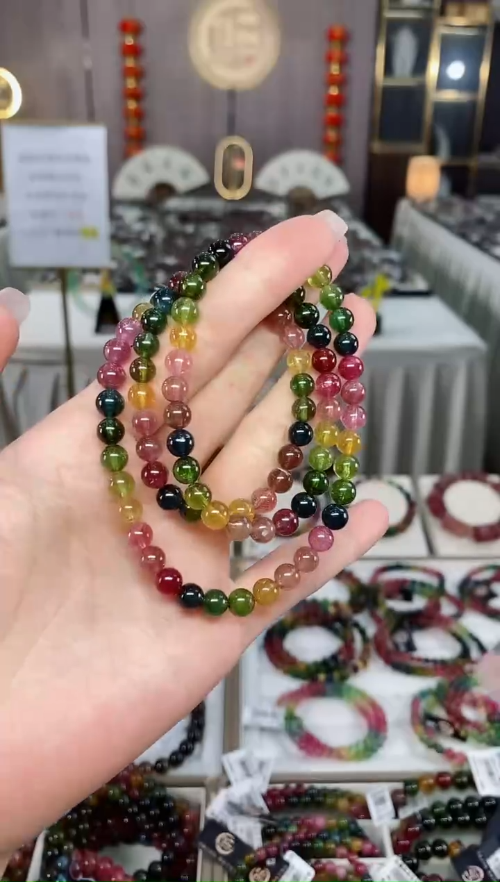 三圈手串6mm+未镶嵌碧玺多样性发货一条 hon