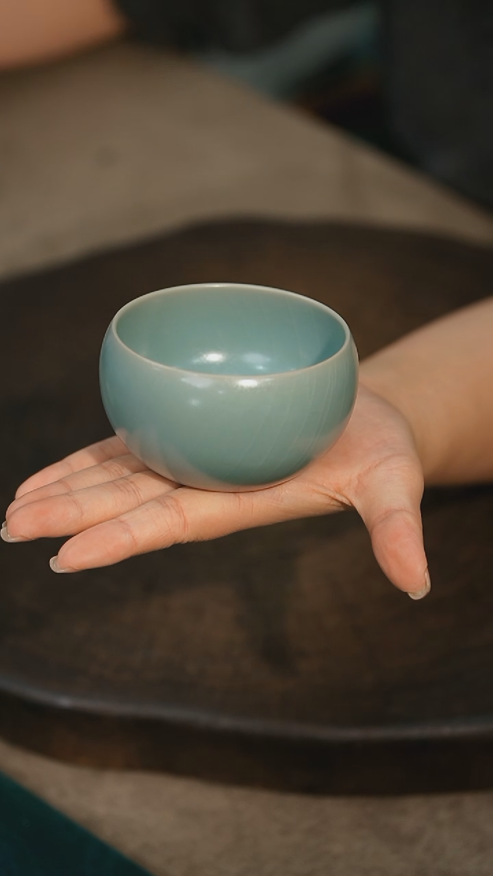 禅定杯-云端釉无底款微瑕-羊
