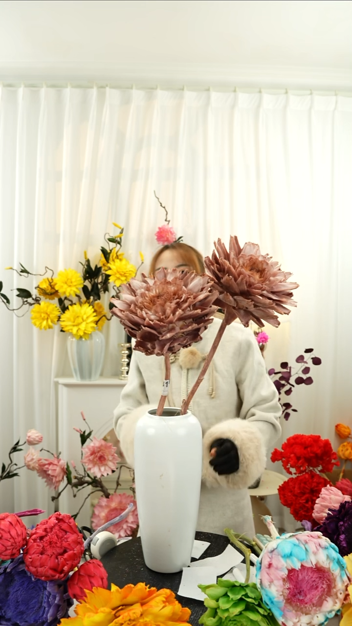 永生洋蓟  霸王花  两个头叶片微瑕【咖粉】A53