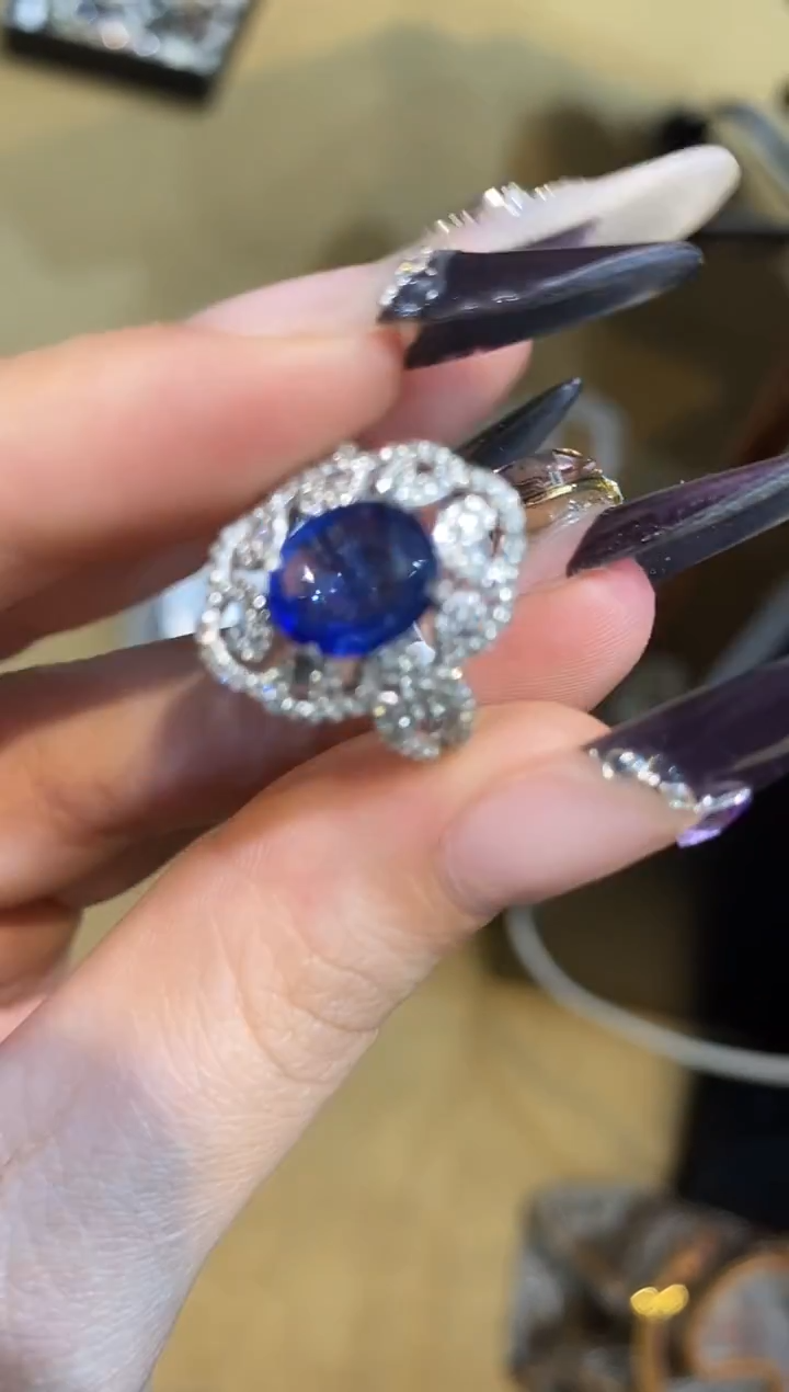 银S925镶嵌戒指定制蓝宝石妮**也楚楚珠宝中古甄选不退换