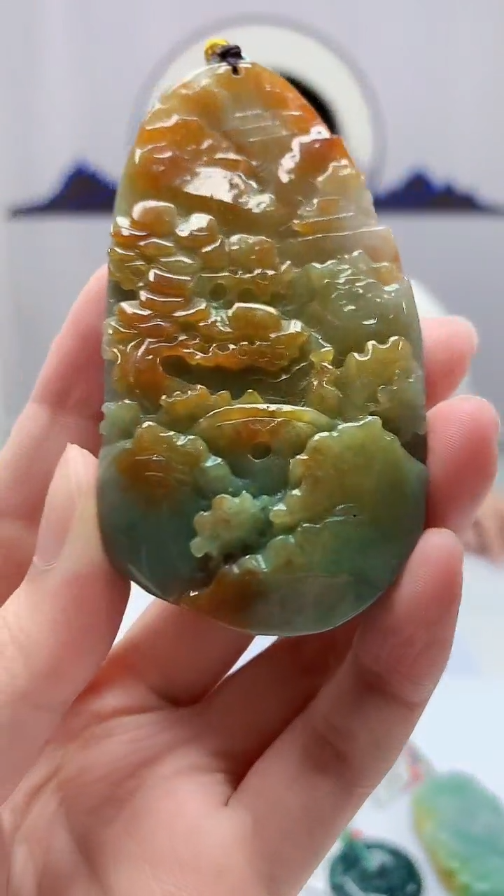 【闪购商品】定制翡翠未镶嵌4812zm-毛货挂件10山水