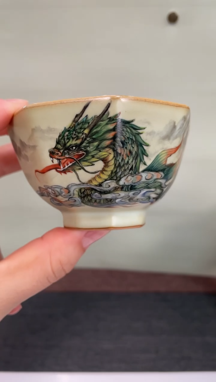 【闪购商品】周泽堂汝瓷釉上彩生肖蛇杯