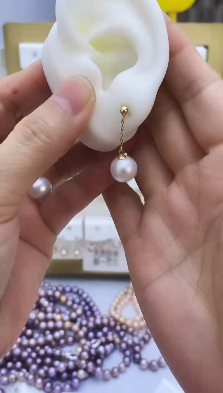 银S925镶嵌耳饰淡水珍珠167