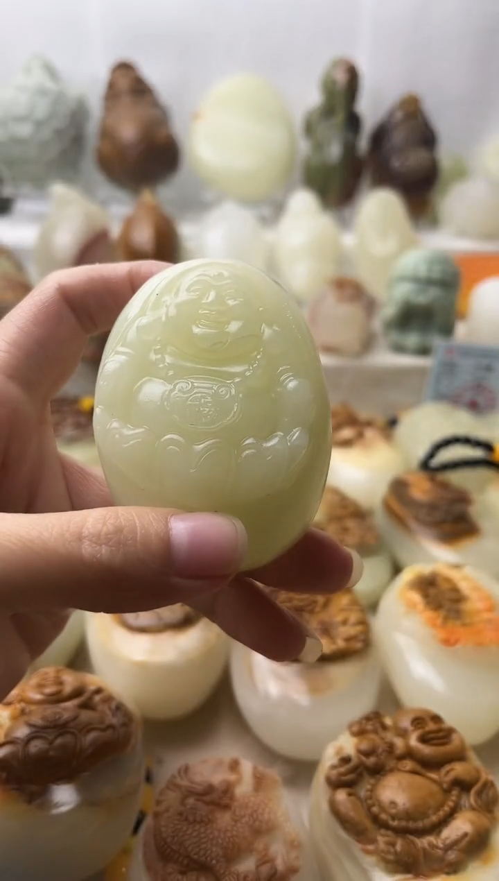 石材古青石棉纹正常不退换弥勒佛微瑕