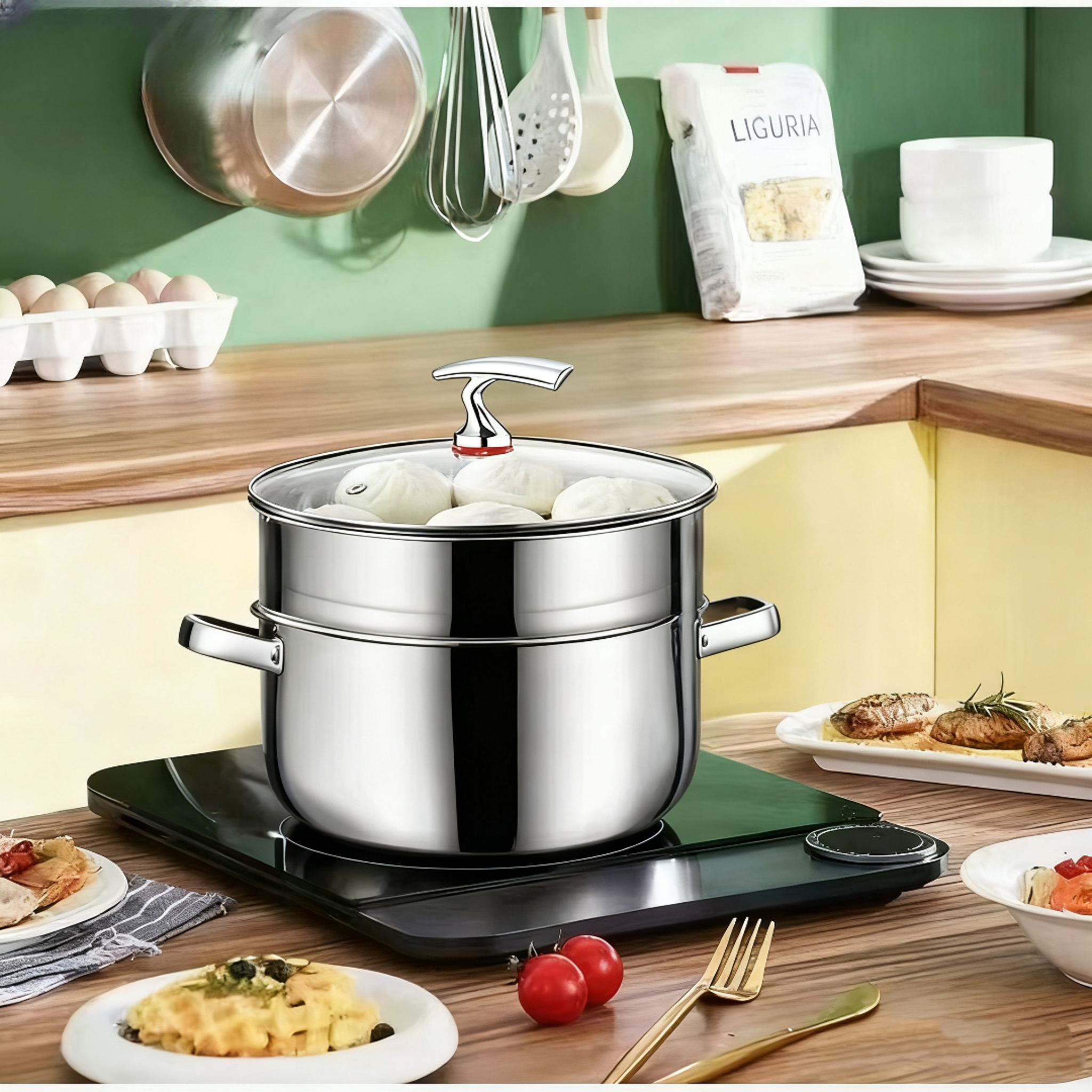 【24cm双层飞鸟】不锈钢蒸汤锅电磁炉燃气灶上蒸下单质氮肥农用物资