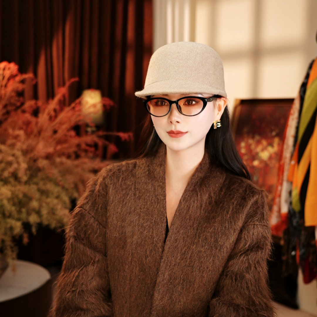 【戴什么帽】冬季100%绵羊毛女时尚百搭保暖鸭舌帽复古时髦休闲帽
