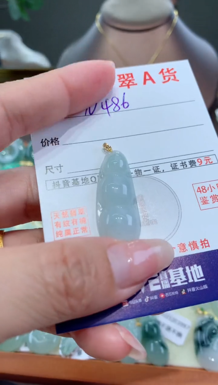 【闪购商品】翡翠颈饰18K金镶嵌天然翡翠A货挂件