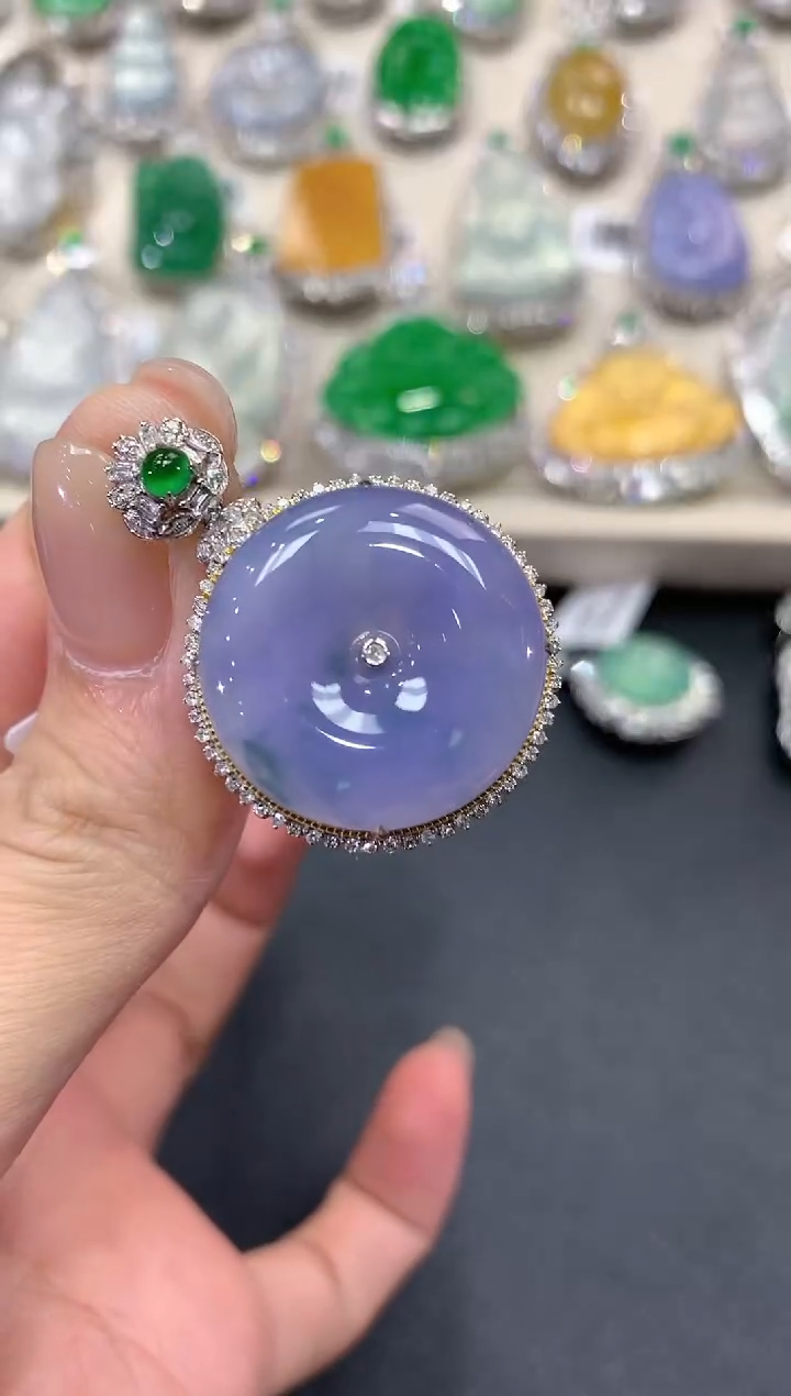 【闪购商品】翡翠吊坠(不含链)18K金镶嵌q72紫货有色差