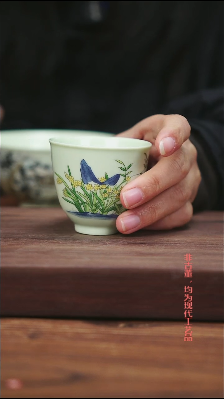 摆件陶景德镇兰色凤陶瓷主人杯