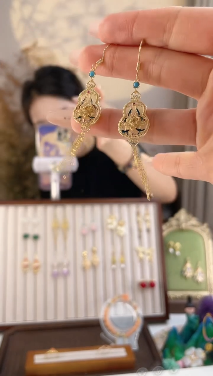铜合金925银无1-2 金葫芦耳钉