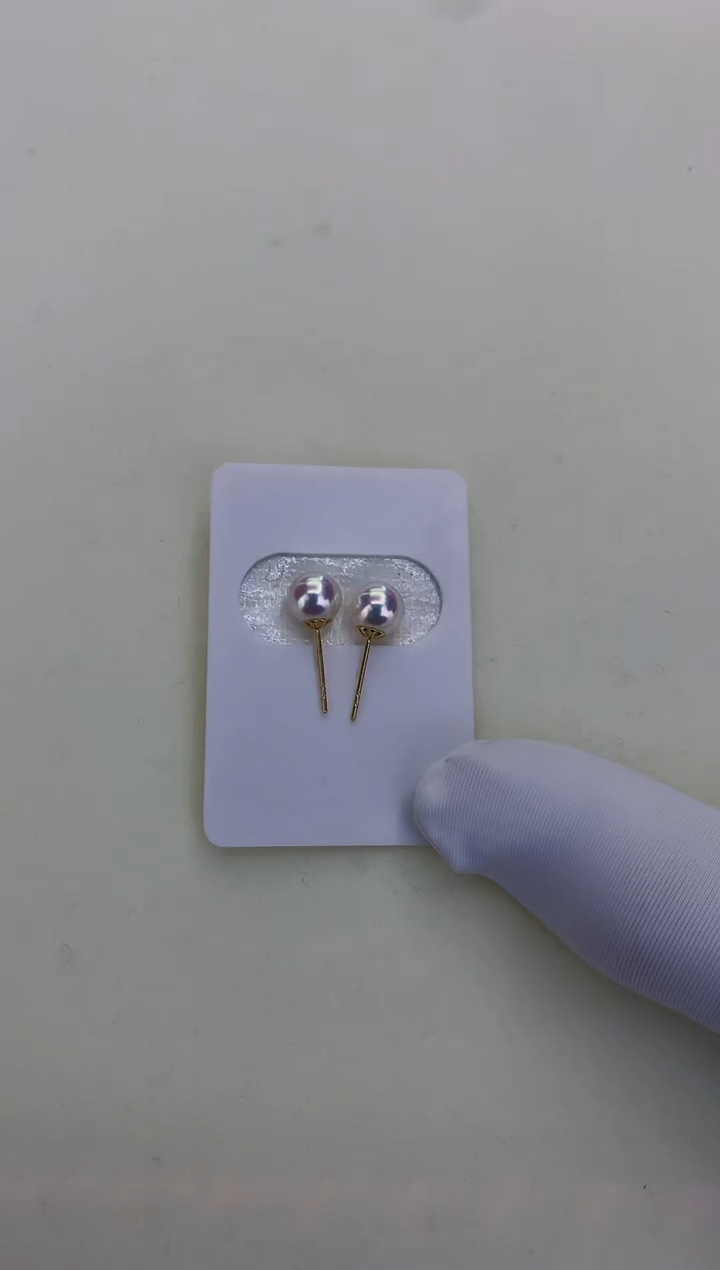 18K金镶嵌GD海水珍珠 GD003 6-7 耳钉