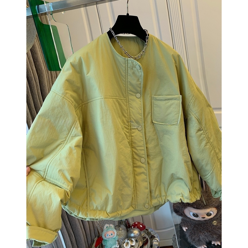 02770超好看宽松休闲韩版圆领棉服棉衣宽松夹棉外套女2025冬装款