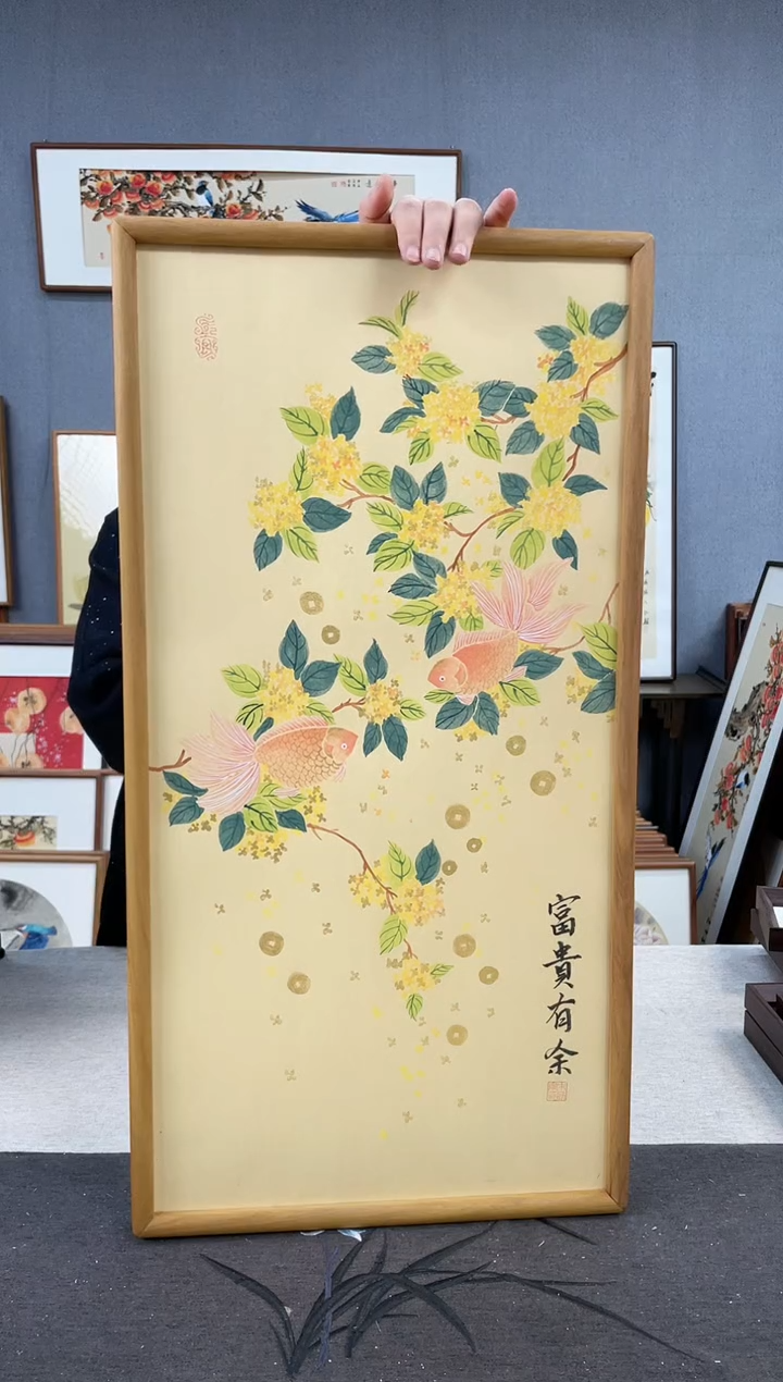 【闪购商品】国画唐以宁-纯手绘带框作品-35*68-桂花