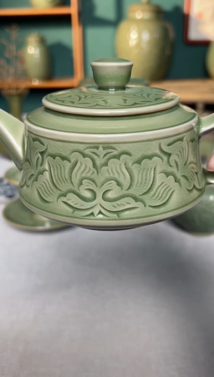 【闪购商品】其他耀州窑纯手工牡丹汉阙壶