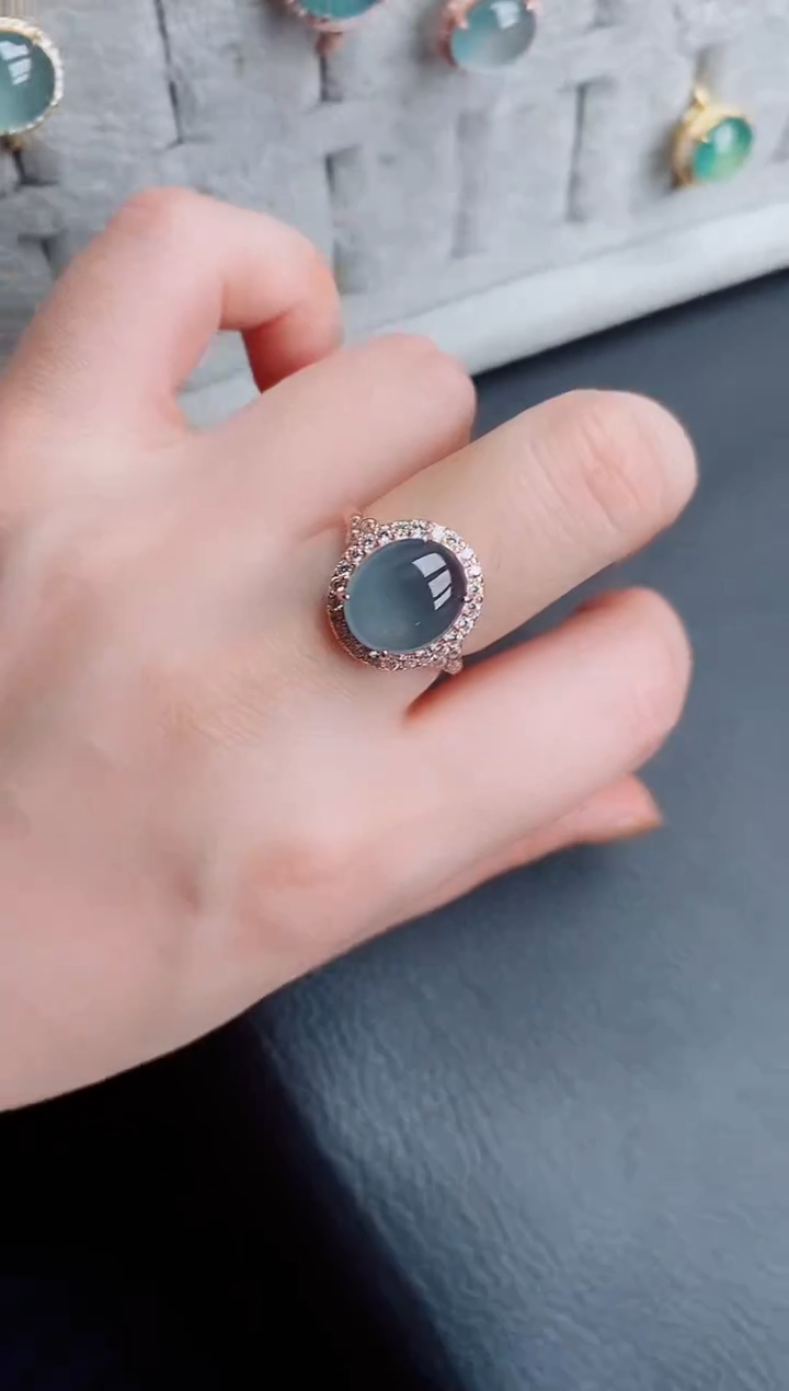 【闪购商品】翡翠戒指银S925镶嵌天然a货翡翠425