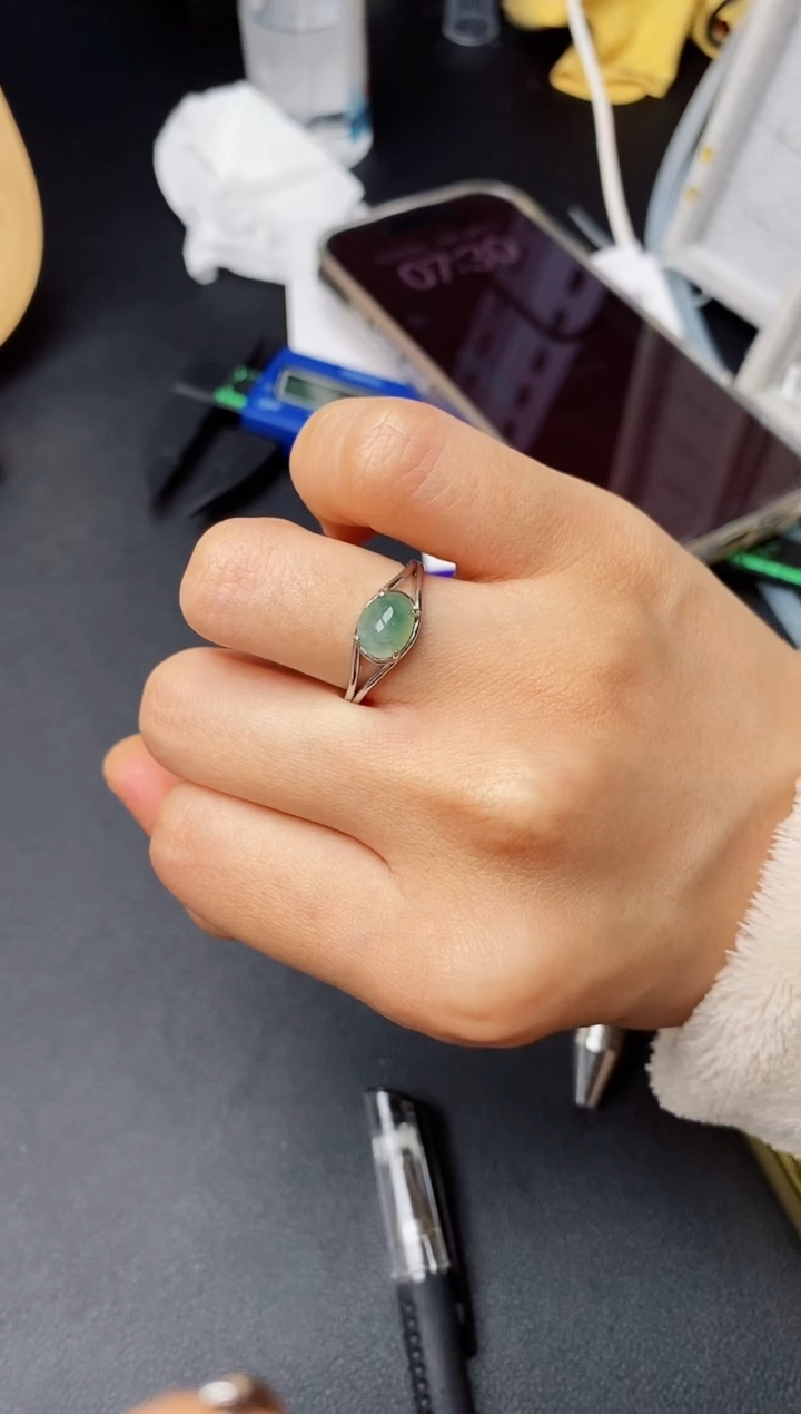 【闪购商品】翡翠戒指银S925镶嵌缅甸翡翠