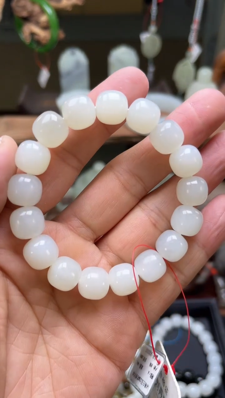 【闪购商品】和田玉手串未镶嵌卡12青海白玉老型A9003310