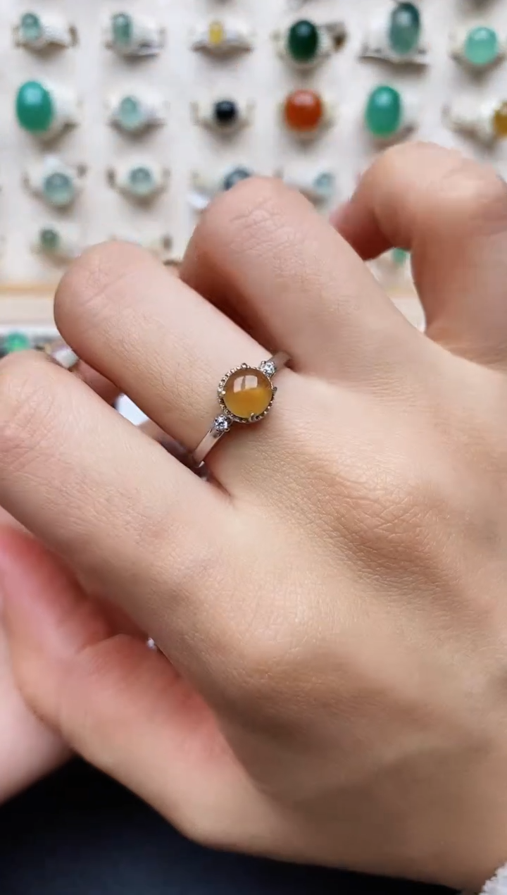 【闪购商品】翡翠戒指银S925镶嵌缅甸翡翠