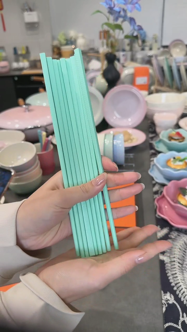 【闪购商品】瓷筷子SPS6双盒装-孔雀青