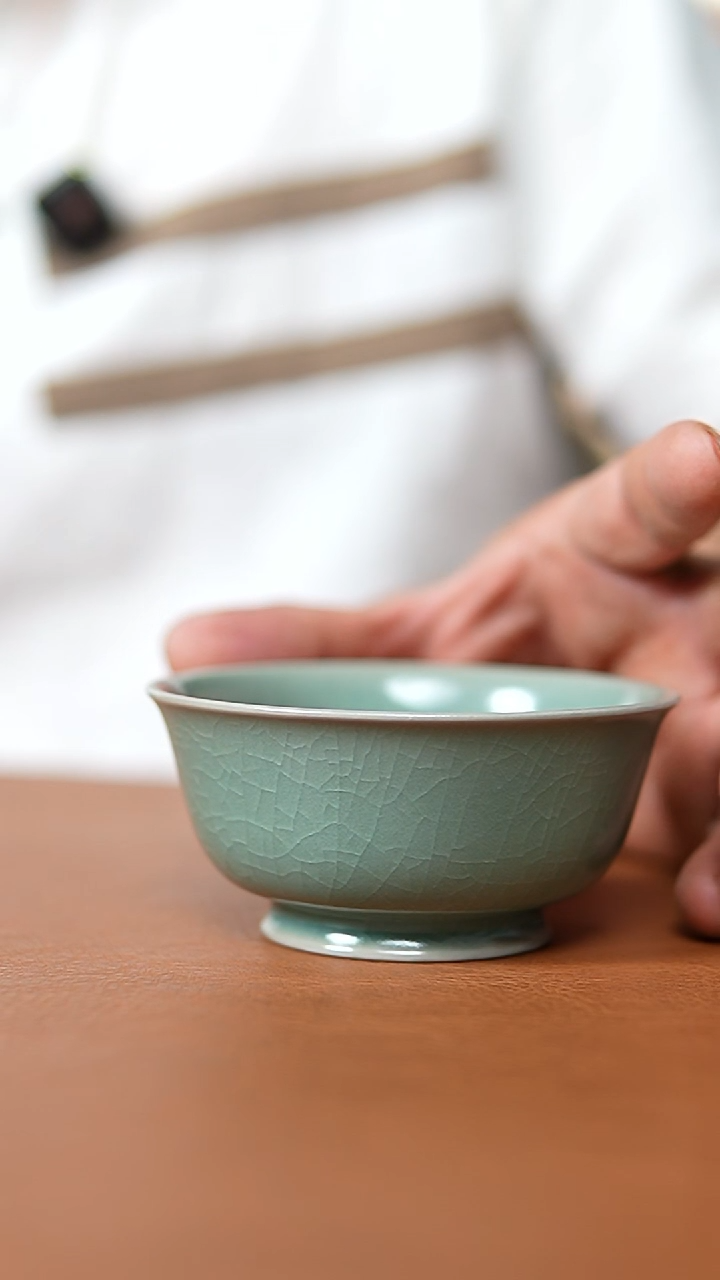 瓷片仿古翡翠绿故宫碗杯一级