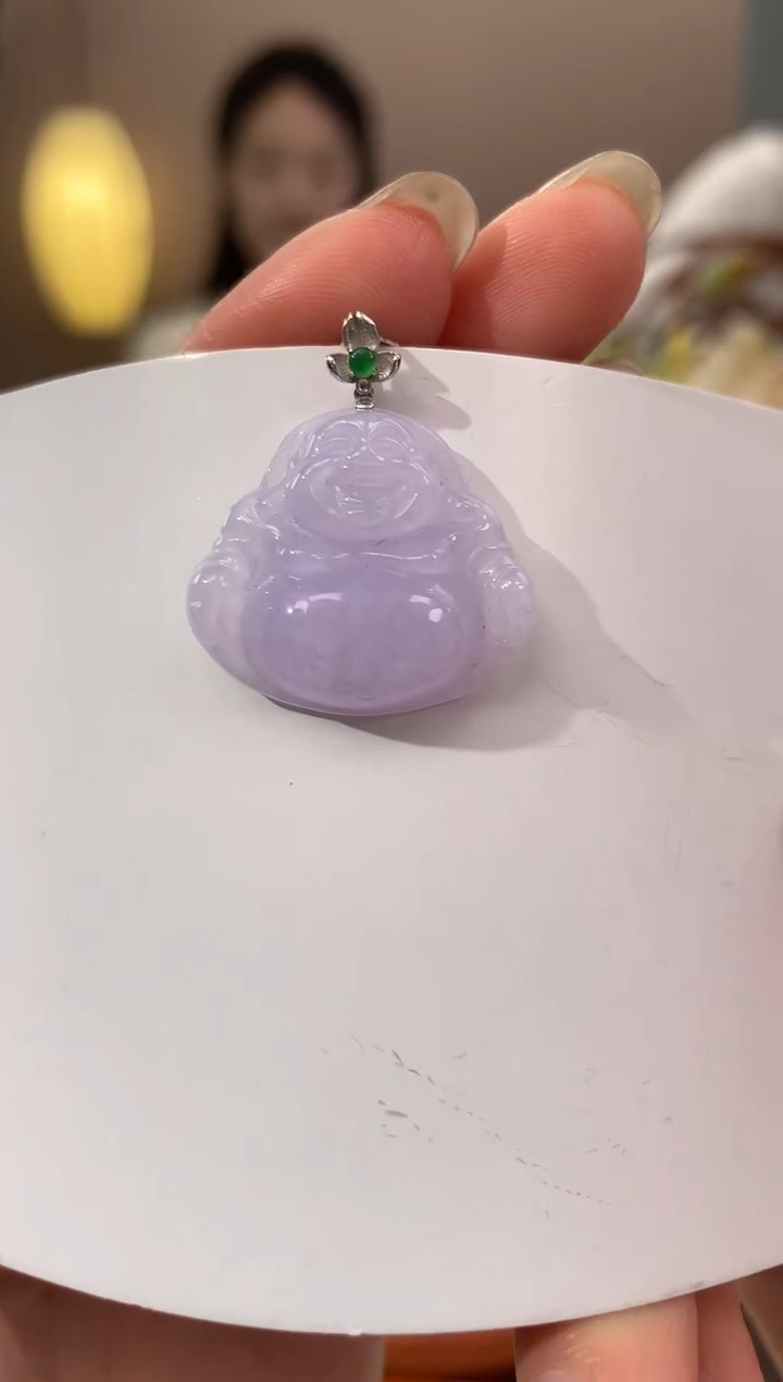 【闪购商品】翡翠颈饰18K金镶嵌天然缅甸a货翡翠