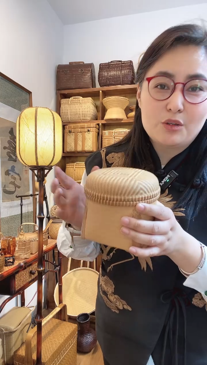 【闪购商品】胡老师手工竹编茶叶罐小号浅色