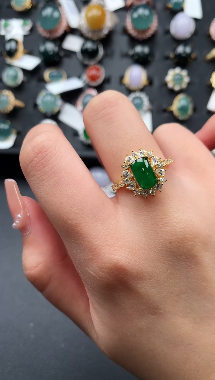 【闪购商品】翡翠戒指银S925镶嵌52114