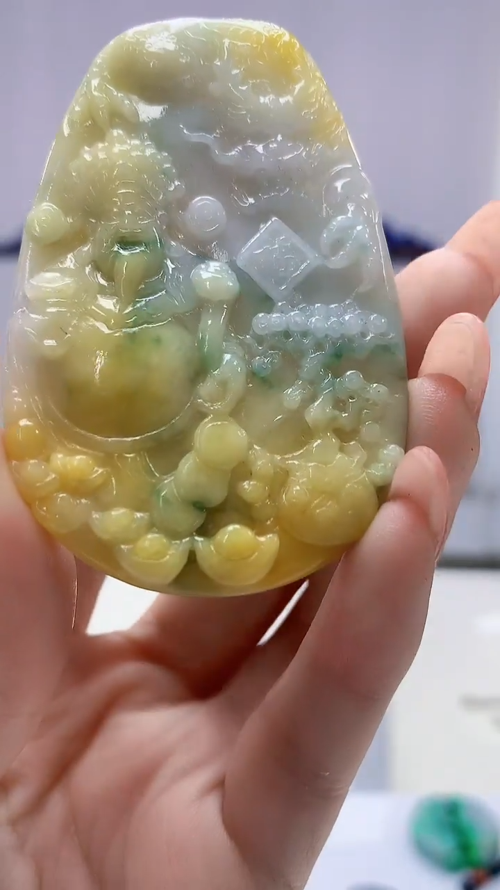 【闪购商品】定制翡翠未镶嵌1502DD-毛货挂件155