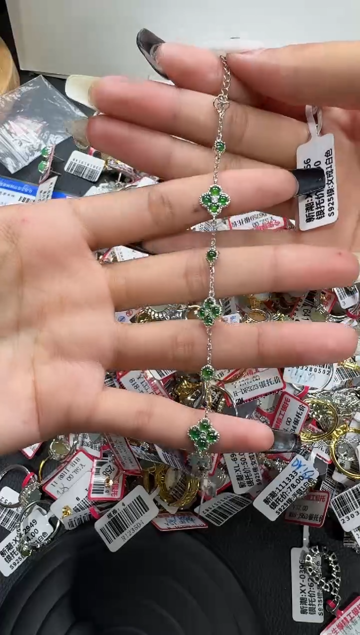 翡翠戒指银S925镶嵌戒指174