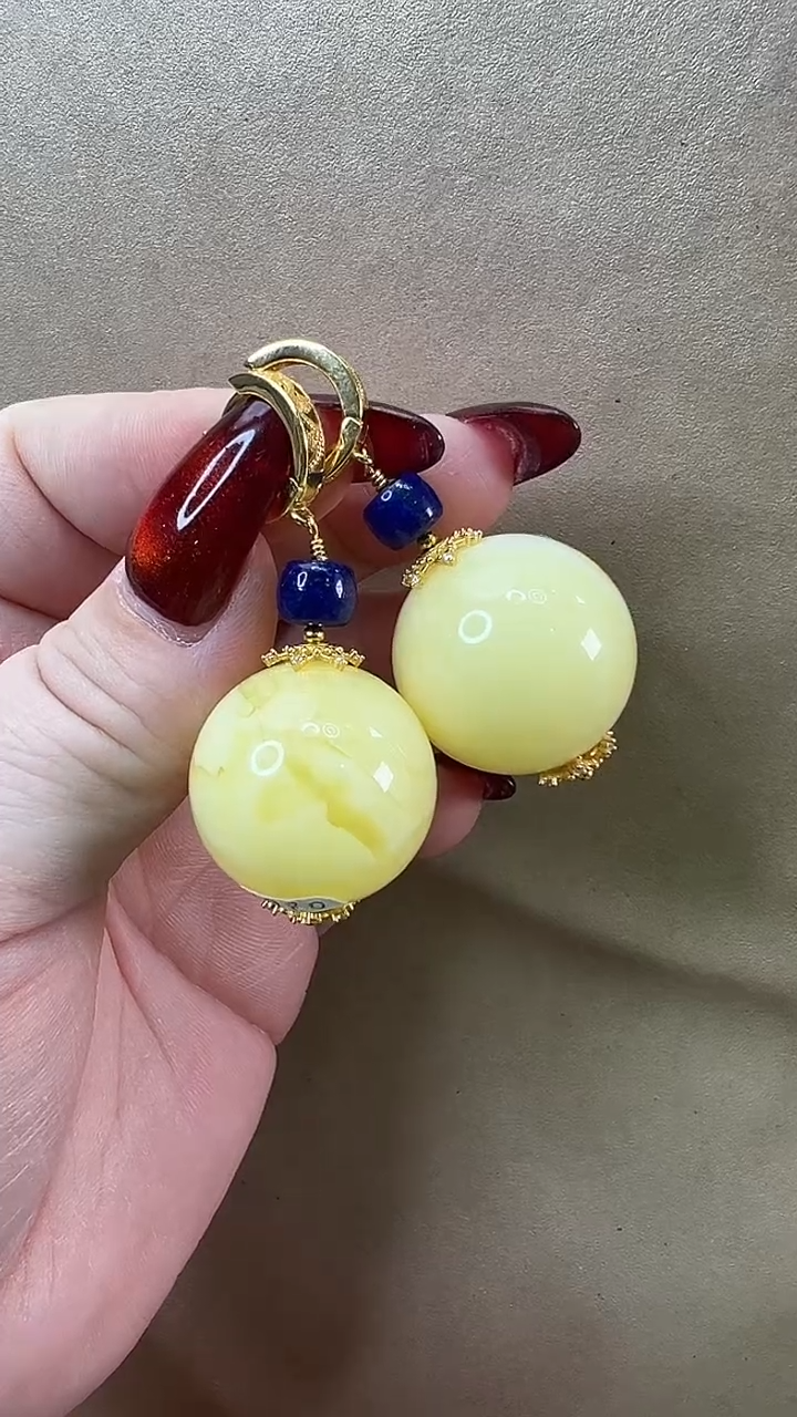 琥珀颈饰未镶嵌耳环