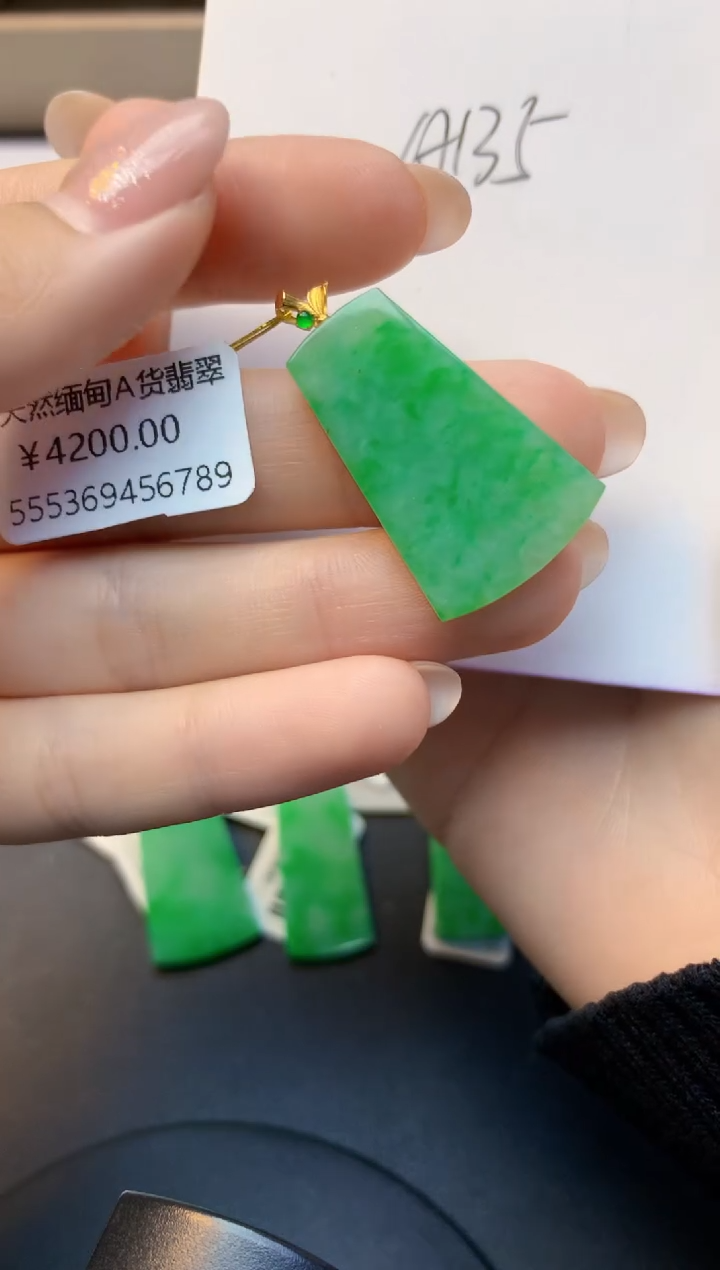 颈饰18K金镶嵌翡翠天然A货缅甸翡翠百元以上9元证书费自理